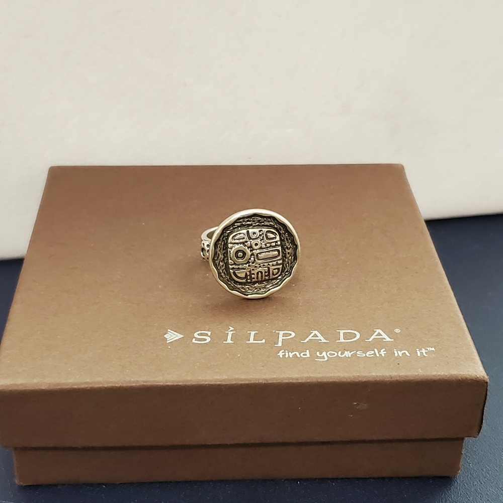 Silpada Aztec Mosaic Oxidized Sterling Silver Ring Approx.  Size 7 - Picture 4 of 15